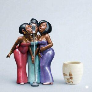 Beeldje "Big Bang Band - Achtergrondzangeressen" – Polystone – Hoogte 20 cm