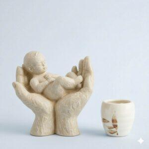 Beeldje "Dierbaarheid" (Baby in twee handen) – Serie Emotions – Parastone – Ivoor