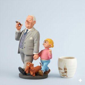 Beeldje "Opa en Catootje" (met Teckel) – Jan, Jans en de kinderen – Parastone