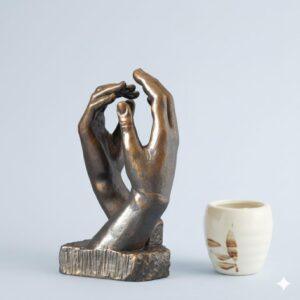 Sculptuur "De Kathedraal" – Naar Auguste Rodin – Verbronsde uitvoering