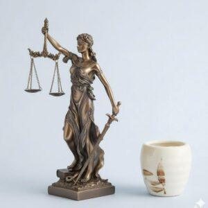 Sculptuur "Vrouwe Justitia" – Het symbool van rechtvaardigheid – Verbronsd (31 cm)