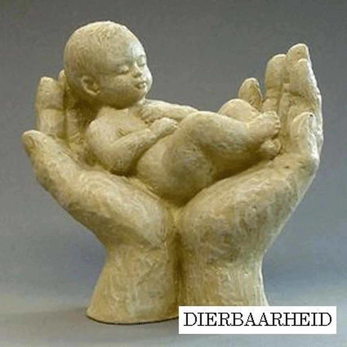 Parastone beeldje baby in handen - Dierbaarheid - ivoor - 12 cm hoog