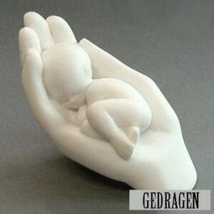Beeldje EMO18 - baby in hand - wit - 6cm