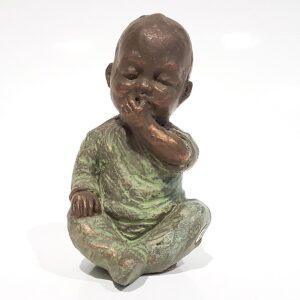 Geert Kunen Skulptuur Baby bruin groen 7x7x13 cm