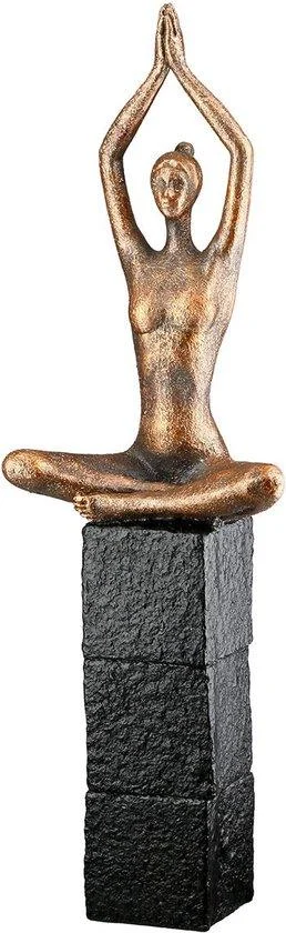 Beeld women zen 7x11x35 cm poly zwart en goud