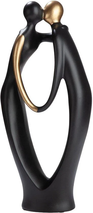 Sculptuur Liefdevolle ontmoeting Keramiek zwart goud XL 19x22x50 cm