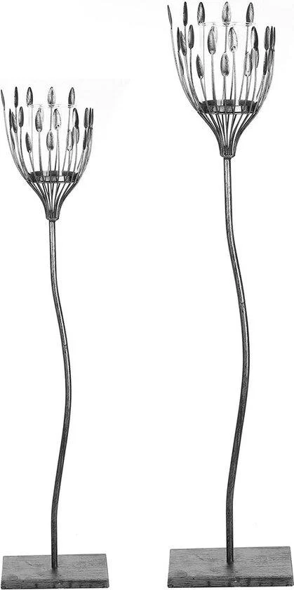 Windlicht Trevi glas metaal zilverkleurig 93 cm