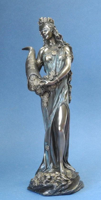 Beeld Vrouwe Fortuna bronskleur 29 cm