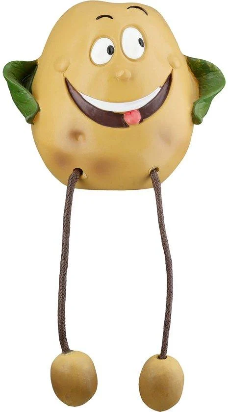 Aardappel gezicht poppetje beeld rand zittend