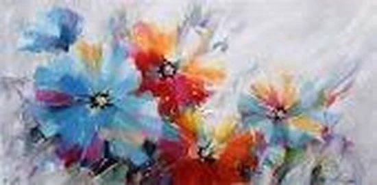 Canvas Schilderij bloemen 70x140 cm