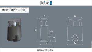 Ophangset Twister 2mm perlon met micro grip 2mm max 20kg 150 cm artiteq