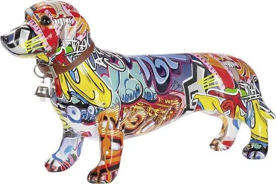 Beeld Pop-art Hond Teckel L 36 cm