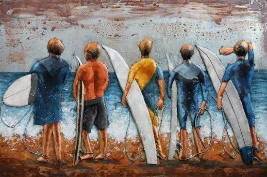 Metalen 3D Schilderij Surfers 120x80 cm