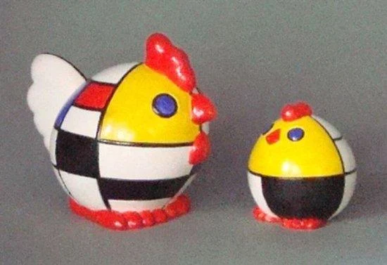 Haan en Hen Mondriaans geometrische menagerie 6-4 cm
