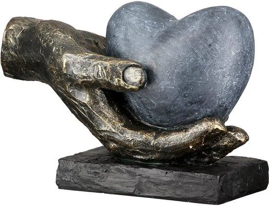 Beeld ik schenk mijn hart aan jou grijs en brons polyresin