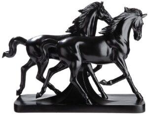 Beeld paarden Luna & Casanova zwart 12.5x33.5x27 cm