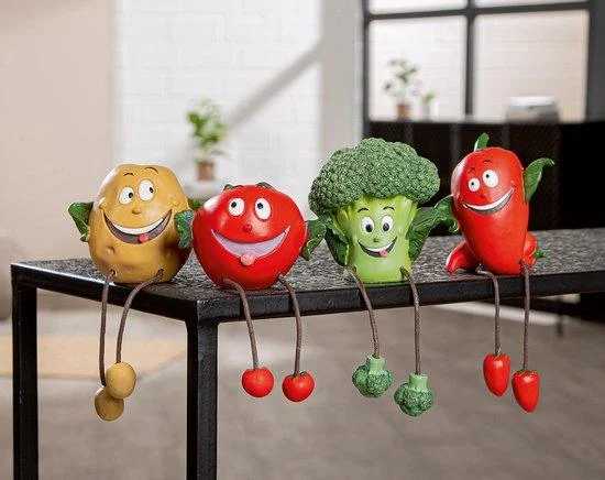 Broccoli Tomaat Aardappel en Paprika gezicht poppetje beeld