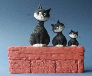 Albert Dubout le trio les chats beeldje