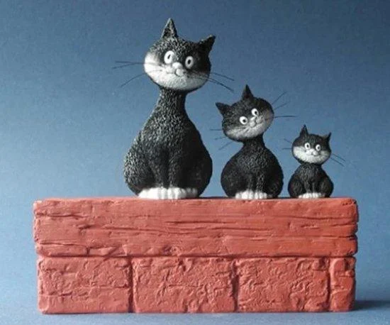 Albert Dubout le trio les chats beeldje
