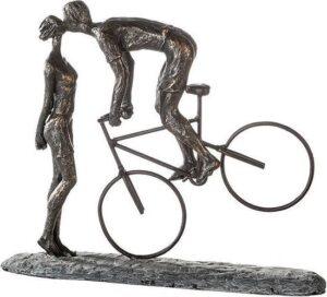 Beeld Liefde Brons look Fiets eerste kus 35x31x8.5cm
