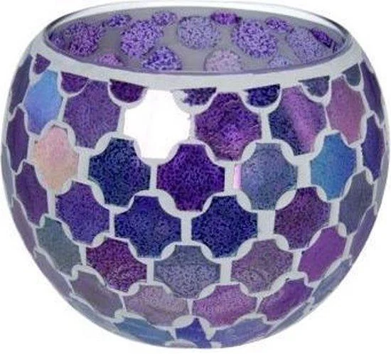 Mozaïek glas waxinehouder groot 10.5 cm