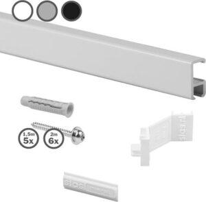 Stas minirail ophangsysteem 150 cm wit aluminium