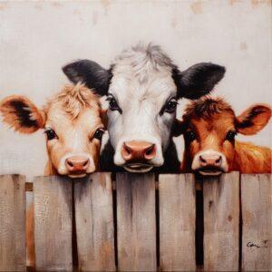 Schilderij op Canvas Milky Farm koe met kalfjes 60x60 cm
