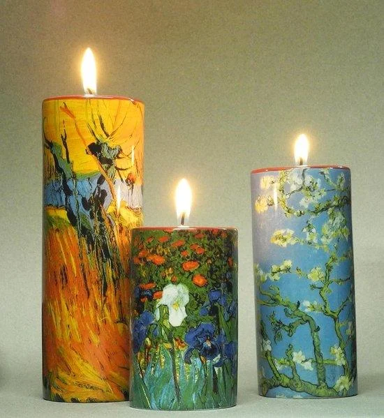 Van Gogh Willows/Blossoms/Irises set van 3 theelichten