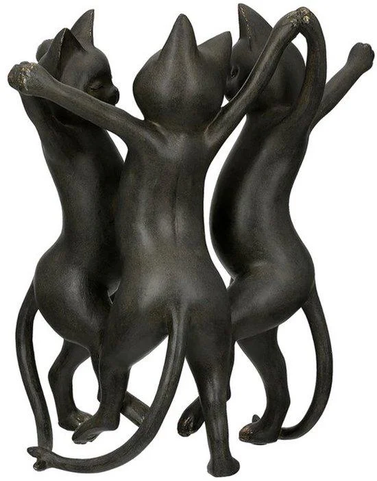 Beeldje Kat Gatto Polyresin zwart 3 dansende katten