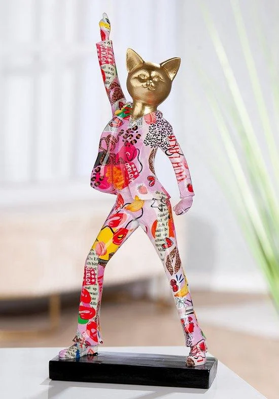OH LALA Kat goud met roze pak 8.5x17.5x40 cm