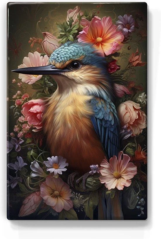 IJsvogel met kleurige bloemen Laqueprint LP310
