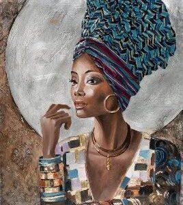 Canvas Schilderij – Beauty met Tulband – 115 x 150 cm