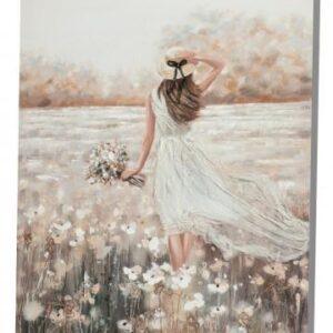 Canvas Schilderij – Lopen in een Zee van Bloemen – 80 x 120 cm