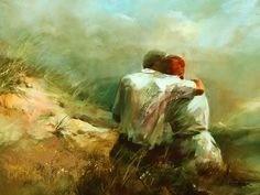 Canvas Schilderij – Omarmend Stel (M013) – 90 x 120 cm