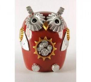 Keramiek – Robot Uil Rood – Spaarpot – Hoogte 15 cm
