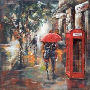 Metalen 3D Schilderij – Londen Telefooncel – Wanddecoratie – 100 x 100 cm