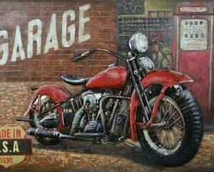 Metalen 3D Schilderij – Rode Motor – Wanddecoratie – 120 x 80 cm