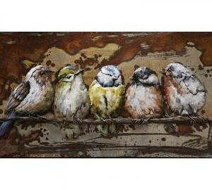 Metalen 3D Schilderij – Vogels – Wanddecoratie – 100 x 50 cm