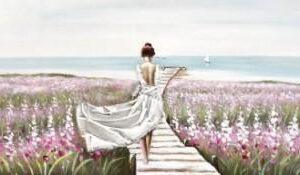 Olieverf Schilderij – Vrouw aan Strand – 70 x 140 cm