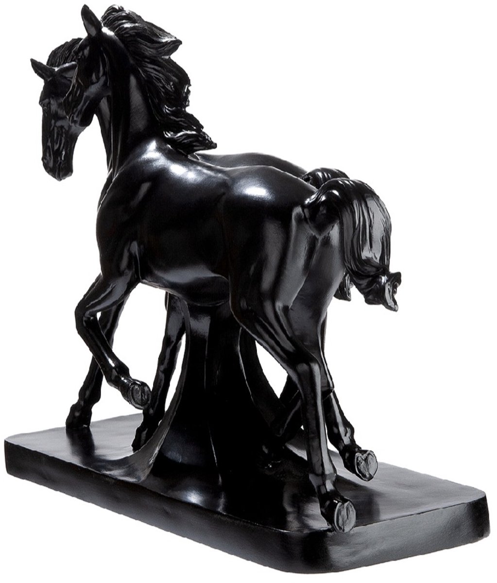 Beeld paarden Luna & Casanova zwart 12.5x33.5x27 cm
