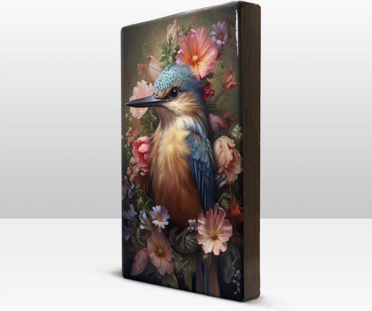 IJsvogel met kleurige bloemen Laqueprint LP310