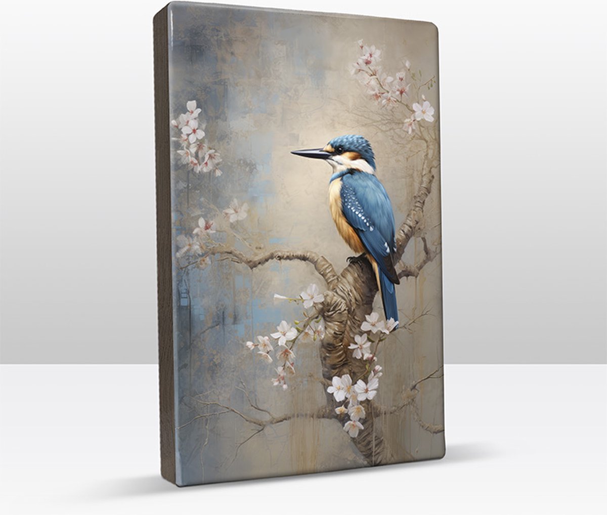 IJsvogel op Bloesemtak Laqueprint 19.5x30 cm LP328