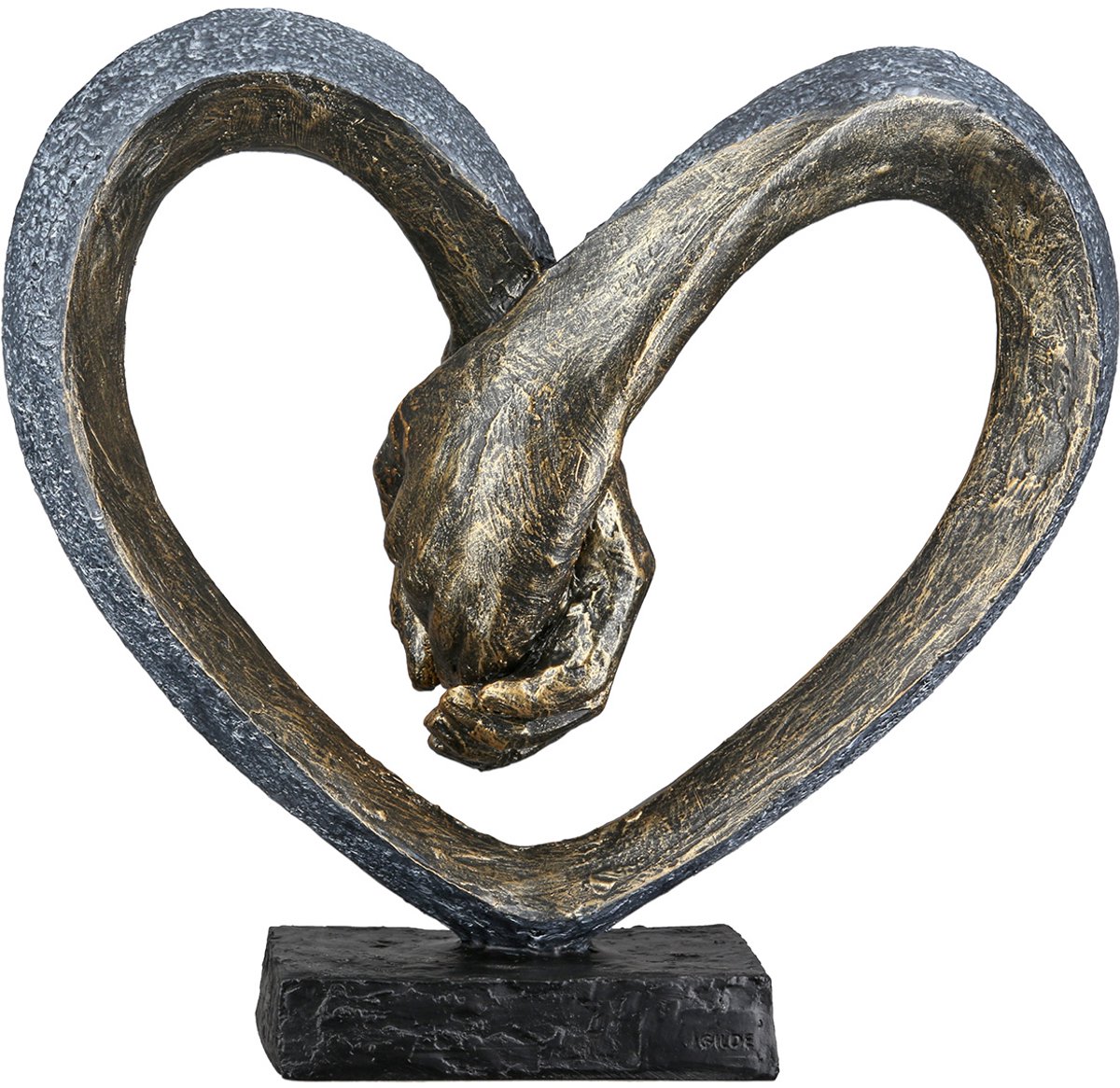 Sculptuur Hart hand in hand antieke afwerking bronskleur