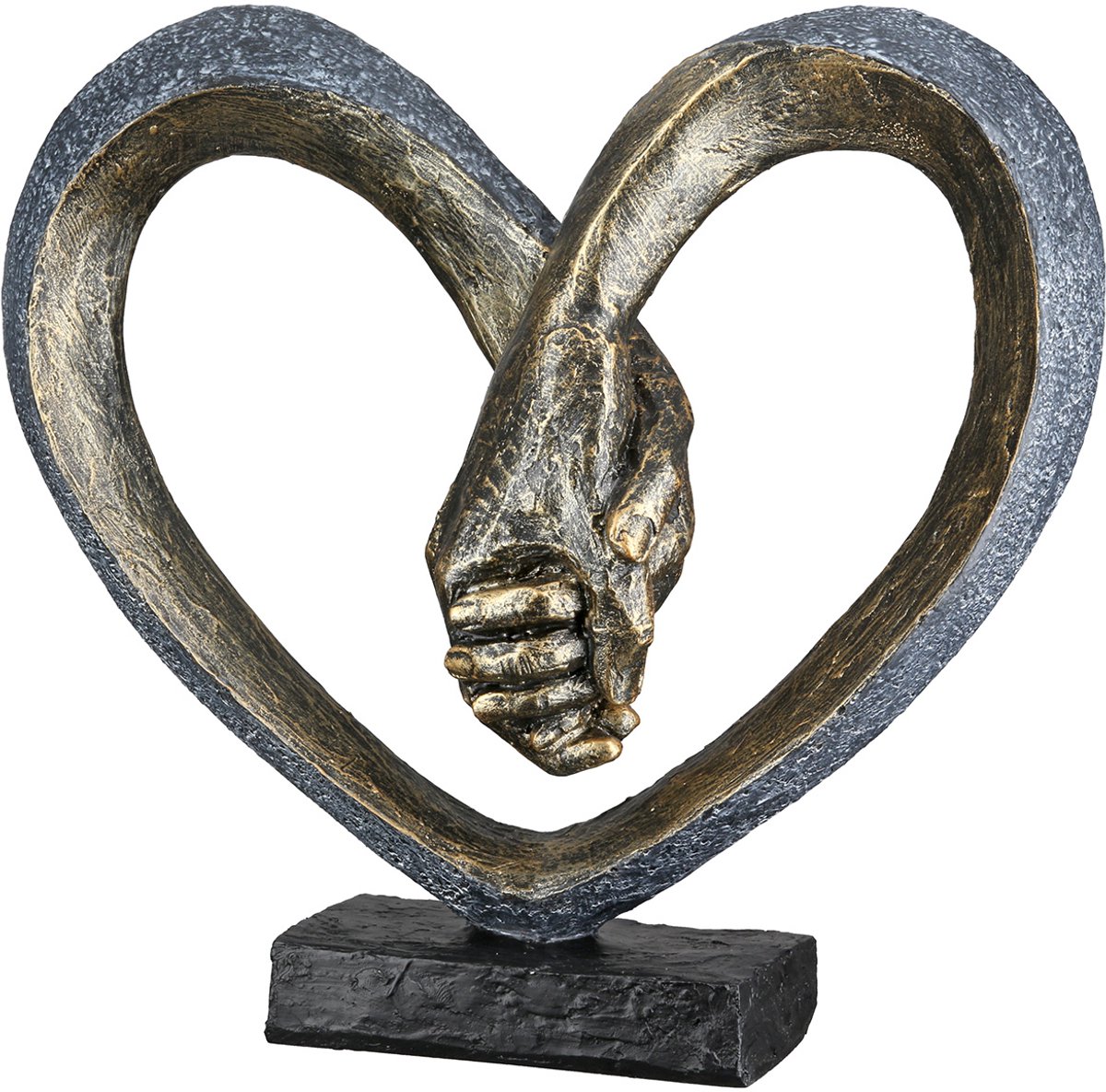 Sculptuur Hart hand in hand antieke afwerking bronskleur