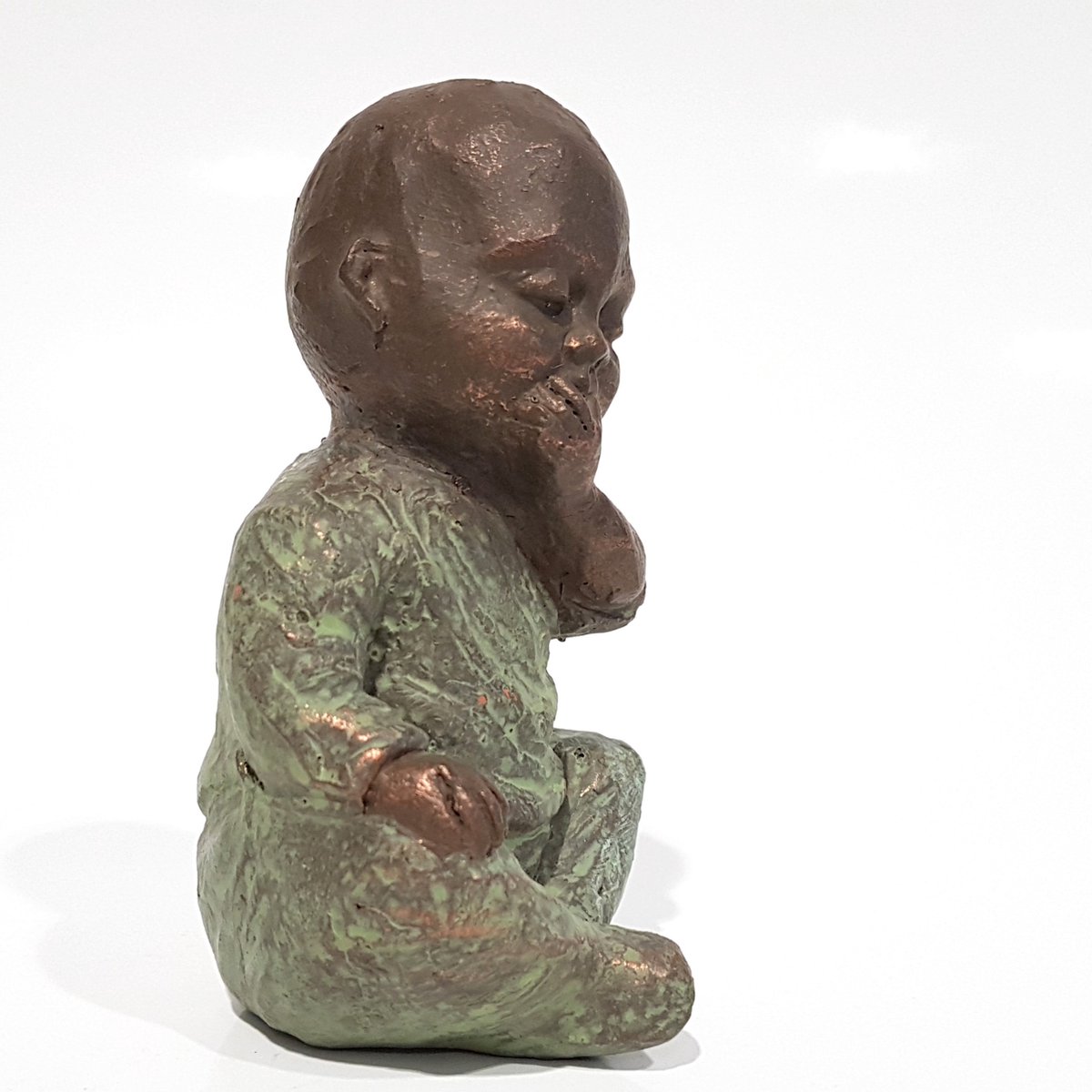 Geert Kunen Skulptuur Baby bruin groen 7x7x13 cm