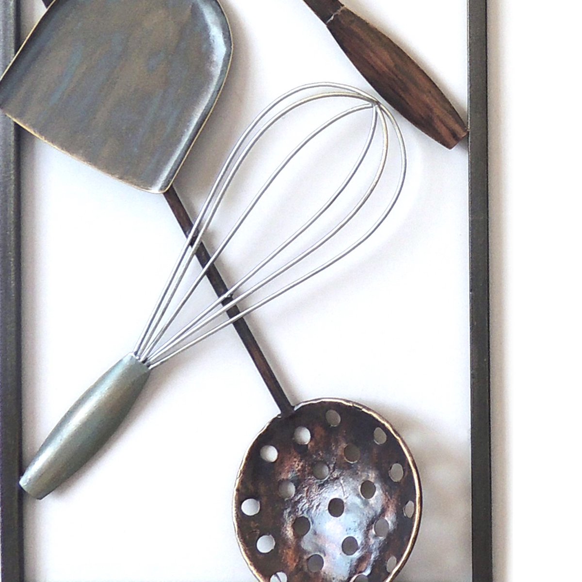 Wanddecoratie metaal schilderij bestek keuken 25x60 cm
