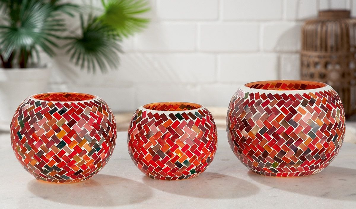 Glas Windlicht Mosaik Casablanca 13 cm