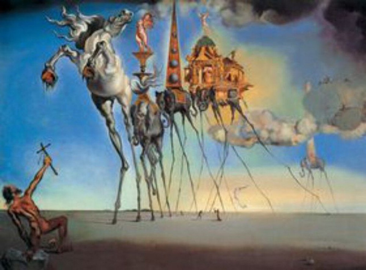Olifant Salvador Dali De verzoeking van de heilige Antonius 1946