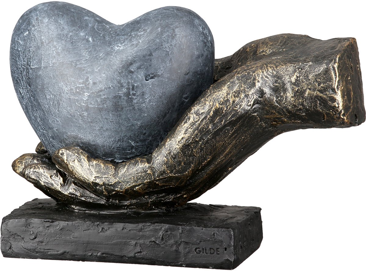 Beeld ik schenk mijn hart aan jou grijs en brons polyresin