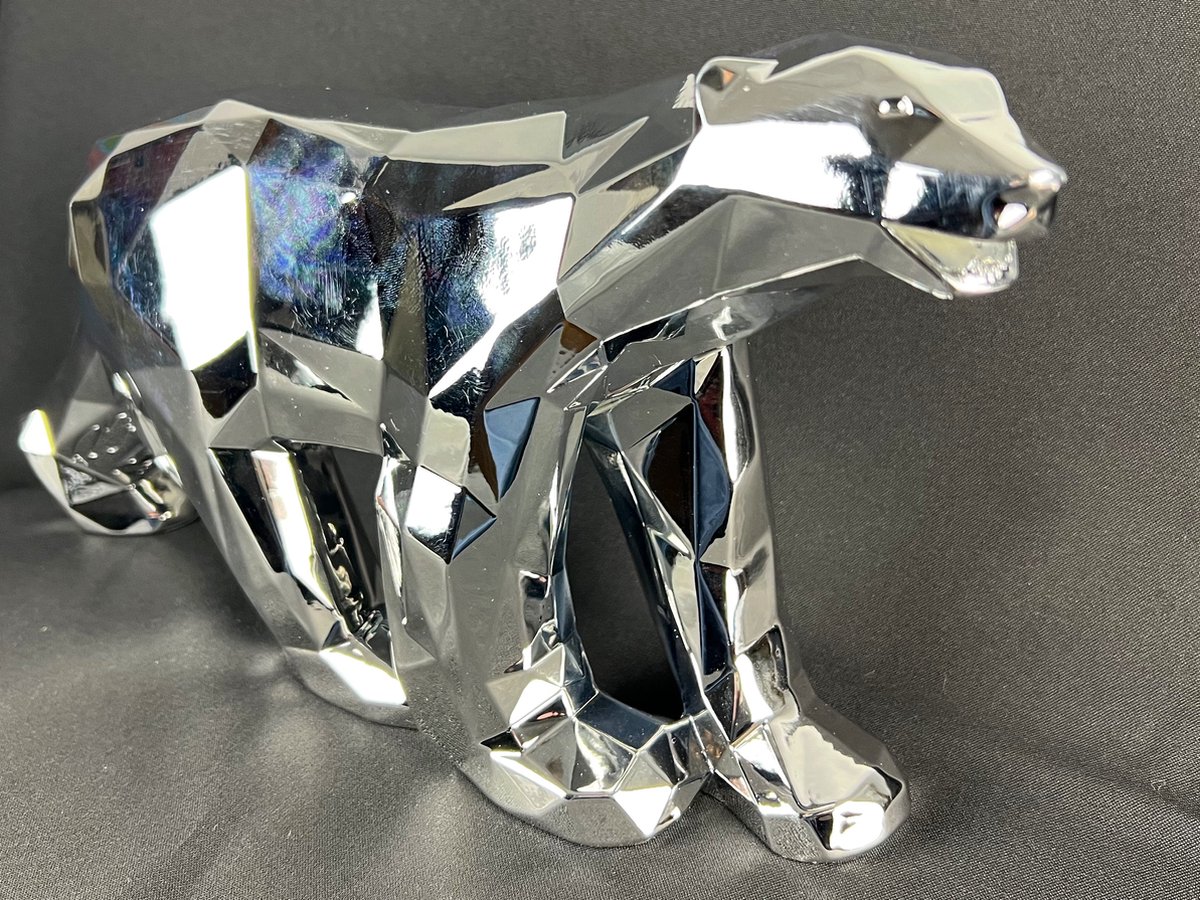 Richard Orlinski Pompon bear zilver 36 cm